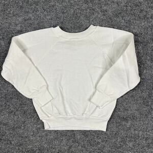 Signal Sweatshirt Kids Size M White Crewneck Made USA Vintage Blank Pullover